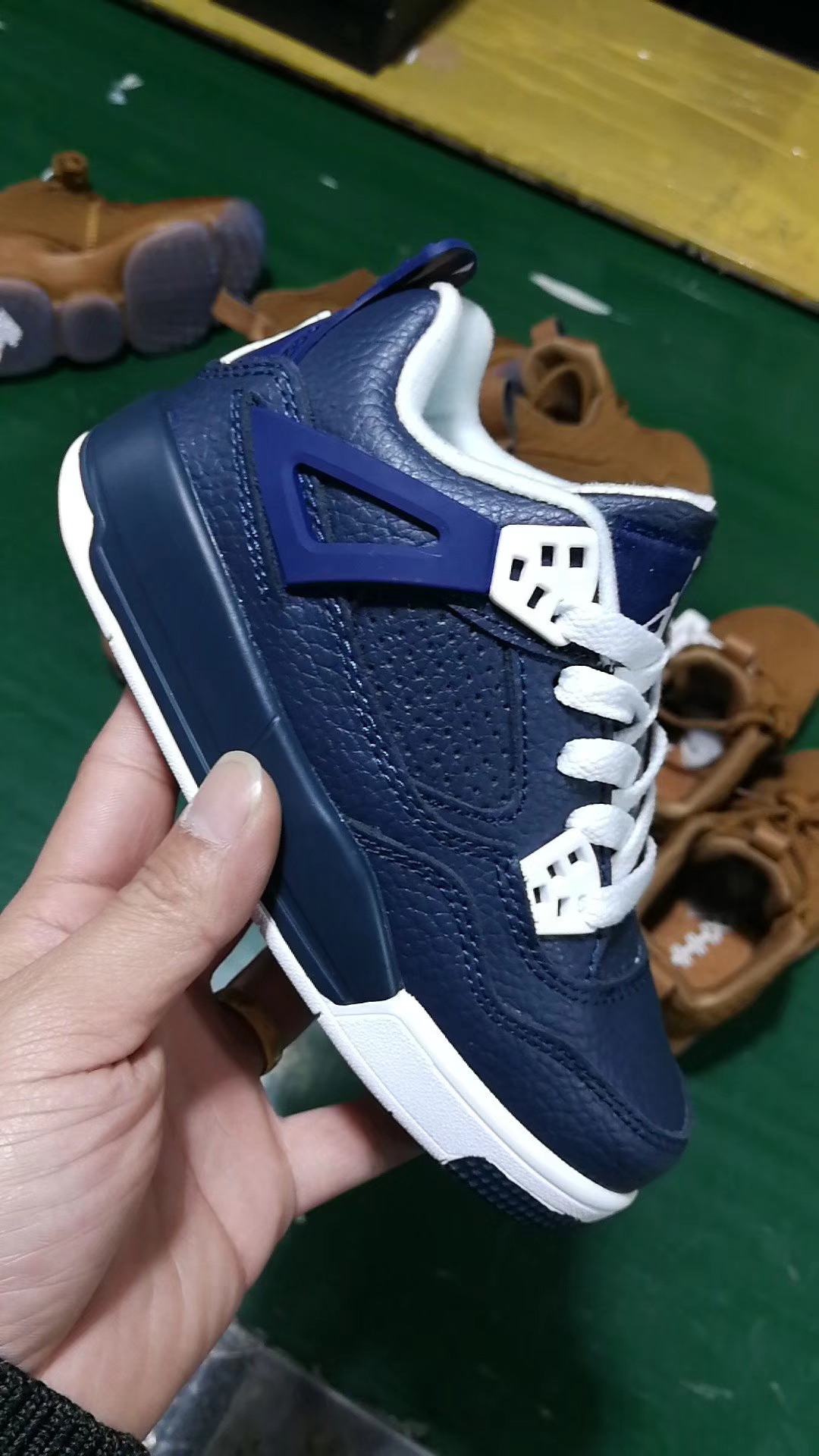New Kids Air Jordan 4 Deep Blue White Shoes
